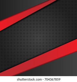 Abstract  black background with contrast red stripes and shadows.Modern tech vector graphic design