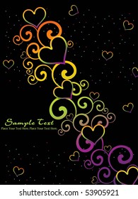 abstract black background with creative floral, romantic heart