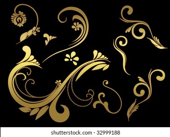 abstract black background with creative golden tattoo