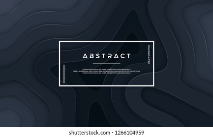 Abstract black background design. Abstract textured background with wavy layers.