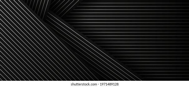 Abstract black background with diagonal lines. Modern dark abstract vector texture.	