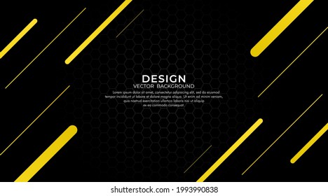 Abstract black background with diagonal lines yellow. Modern simple template design with hexagon shape concept. Suit for cover, posters, advertising, banner, website, book. Vector illustration