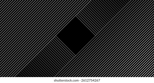 Abstract black background with diagonal lines. Modern dark abstract vector texture.