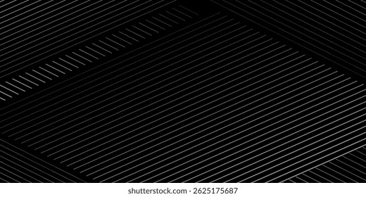 Abstract black background with diagonal lines. Modern dark abstract vector texture.