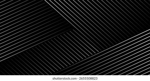 Abstract black background with diagonal lines. Modern dark abstract vector texture. EPS 10