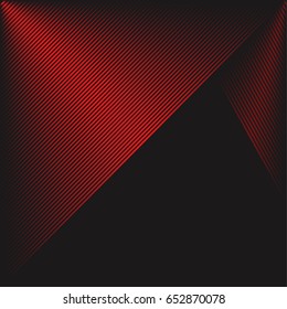 Abstract black background with diagonal red stripes. Vector illustration.