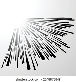 Abstract black background with different color burst lines. Circle explosion rays with bright firework stripes. Comic flash template simple modern style