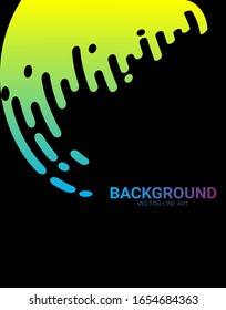 Abstract black background with dynamic circle color shapes. Wave rounded lines halftone style. Vector element for website design or magazine cover, banner, poster, wallpaper.