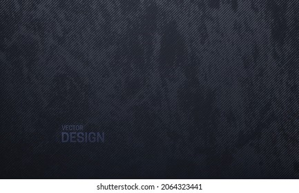 Abstract Black Background. Engraved Marble Texture. Slanted Lines Pattern. Vector Illustration. Minimalist Print.