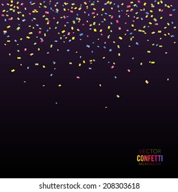 Abstract black background with falling confetti