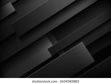 abstract black background featuring overlapping diagonal rectangles, a modern textured design with depth and simplicity, minimalist graphics, wallpapers, or contemporary branding projects