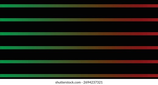Abstractas fondo negro con una serie de rayas Horizontales audaces. Cada raya muestra un llamativo gradiente de color, que cambia suavemente del verde brillante.
