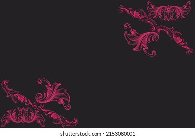 Abstract black background with floral lines.