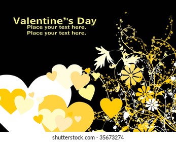 abstract black background with floral pattern and macro illustration