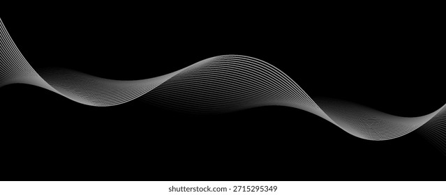 Abstract black background with flowing lines for futuristic concept. Dynamic waves. vector