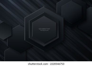 Resumen de fondo negro con formas geométricas 3d y sombra.