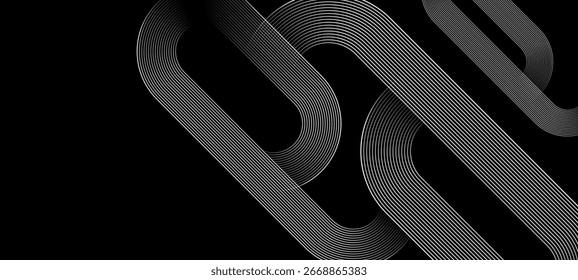 Plano de fundo preto abstrato com padrões geométricos de linha circular