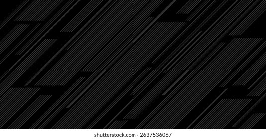 Abstract black background with geometric visible lines.  Dynamic shapes composition design. Suit for curve.