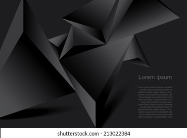 Abstract black background geometrical polygonal form