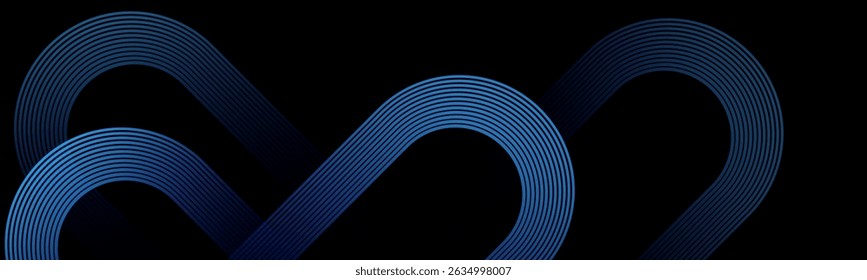 Abstrakter schwarzer Hintergrund - leuchtende dynamische abgerundete Sticks Zusammensetzung. Hochwertige digitale Grafik.  Geometrische diagonale Formen Effektkonzept. EPS10.