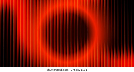 Abstract black background with glowing vertical red ribbed lines, creating a fractal glass effect, digital noise, or glitch. Editable vector illustration.