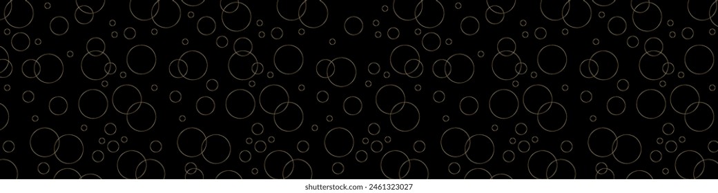 Abstrakter schwarzer Hintergrund mit goldenen Kreisen. Moderne dunkle Vektorgrafik Textur.