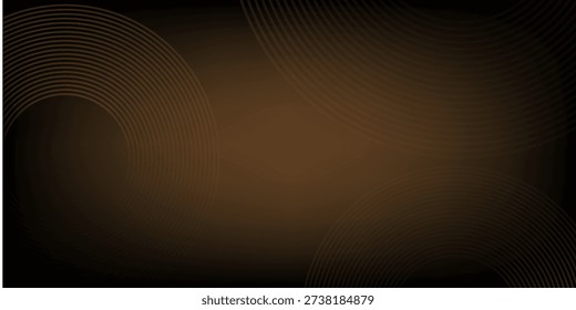 Abstract Black Background With Gold Circular Rings For Modern Geometric Design And Visual Interest, eps 10