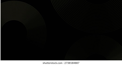 Abstract Black Background With Gold Circular Rings For Modern Geometric Design And Visual Interest