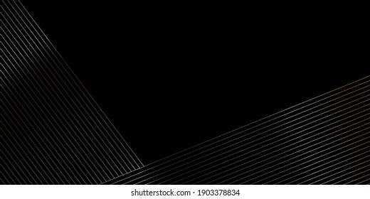 Resumen de fondo negro con líneas diagonales de oro. Textura vectorial abstracta moderna
