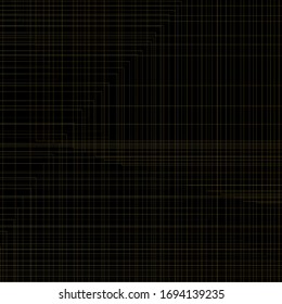Abstract black background of gold horizontal and vertical lines of different thickness and transparency