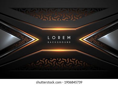 Abstract black background with gold light effect