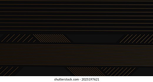 Abstract black background with gold lines