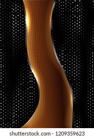 Abstract black background with gold and silver, light and shadow. Vector
