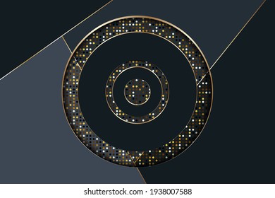 abstract black background with gold, vector illustration