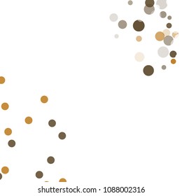 Abstract black background with gold, white and gray confetti transparent dots. Elements of different size and color. Suitable for backgrounds for greeting cards and posters, New Year's design