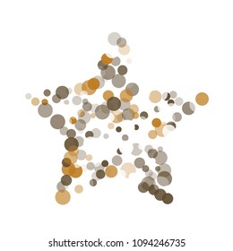 Abstract black background with gold, white and gray confetti transparent dots. Elements of different size and color. Suitable for backgrounds for greeting cards and posters, New Year's design