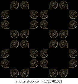 Abstract black background with golden color elements. Art deco hexagon design wallpaper