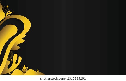 Abstract black background with golden elements.