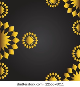 Abstract black background with golden floral ornament. Vector illustration for your design.