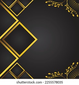 Abstract black background with golden floral ornament. Vector illustration for your design.