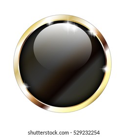 Abstract black background in a golden frame, with space for your text. Vector illustration, on transparent background.