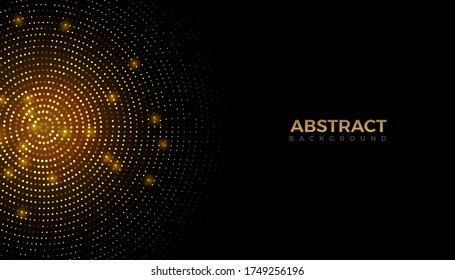 Resumen de fondo negro con fondo de lujo abstracto de brillo dorado medio tono. Plantilla de diseño de vectores para banner, publicidad, afiche, portada.