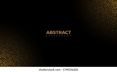 Resumen de fondo negro con fondo de lujo abstracto de brillo dorado medio tono. Plantilla de diseño de vectores para banner, publicidad, afiche, portada.