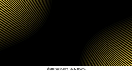 Resumen de fondo negro con textura lineal dorada en dos ángulos. Ilustraciones vectoriales para carteles, volantes y presentaciones. Vector eps10.