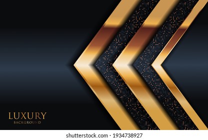 Abstract Black Background and Golden Lines Element Combination. Luxury Elegant Background Design.	