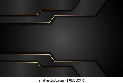 Abstract black background with golden lines. Modern technology innovation concept.