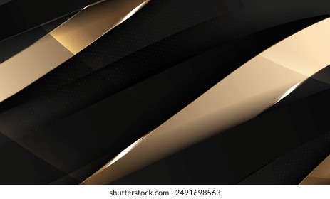 Abstractas fondo negro con líneas doradas diseño de elemento de lujo