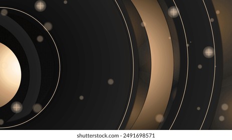 Abstract black background with golden lines luxury element design