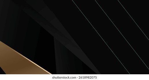 Abstract black background with golden lines luxury element design
