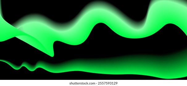Abstract black background with gradient waves. Vector illustration of background